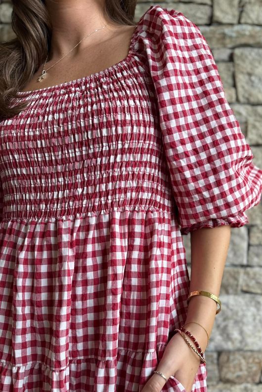 Nonni Gingham Darling Dress Sangria
